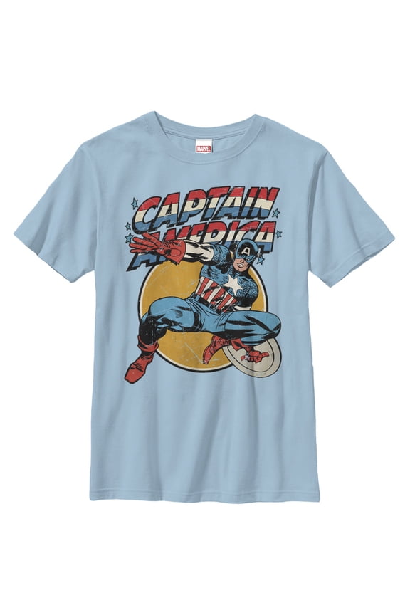 Boy's Marvel Captain America Shield Graphic Tee Light Blue X Large