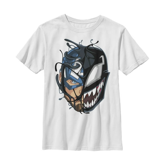 Boy's Marvel Captain America Venom Mask Symbol Graphic Tee White X Large