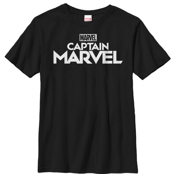 Boy's Marvel Captain Marvel Bold Logo Graphic Tee Black Medium