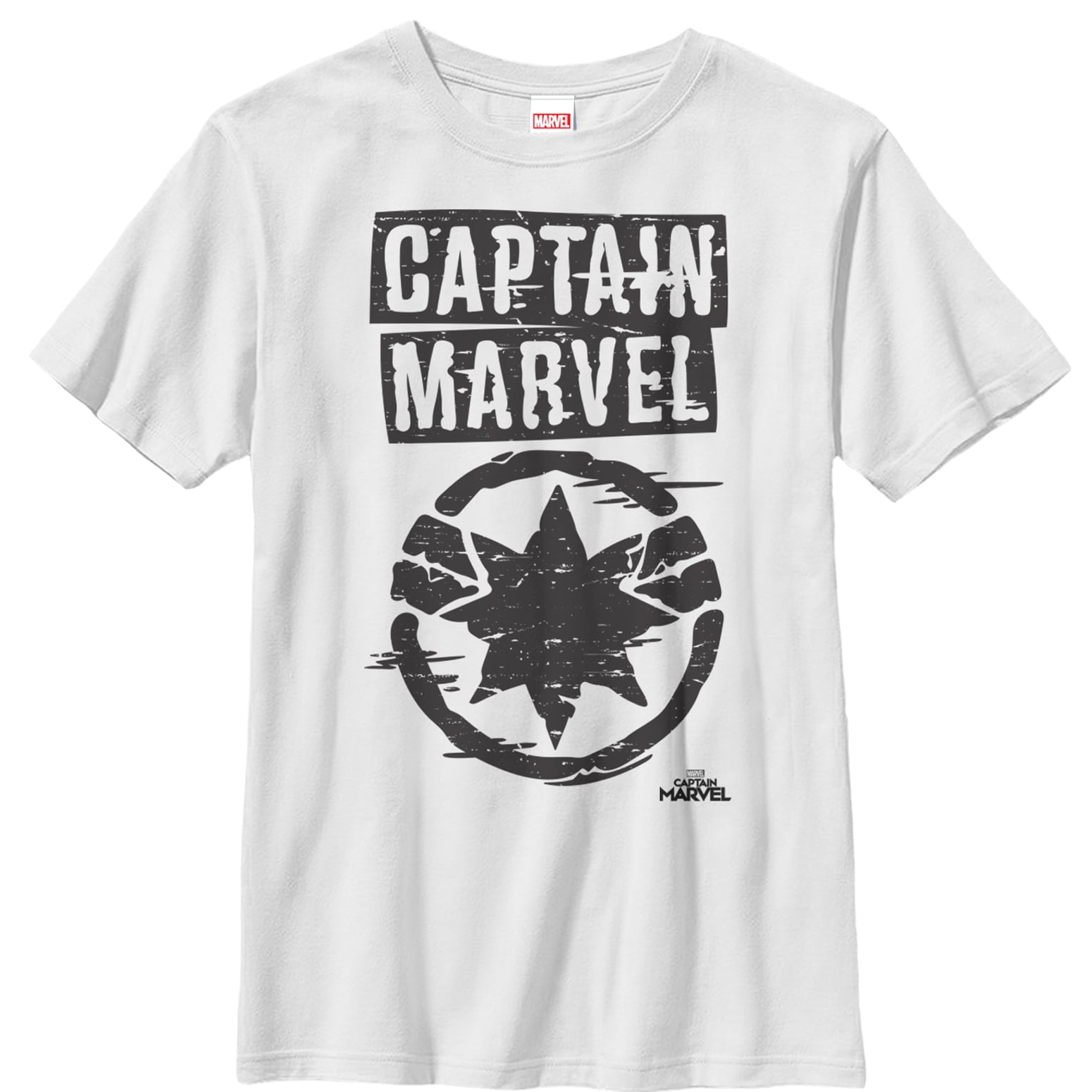 Boy's Marvel Captain Marvel Grayscale Star Symbol Graphic Tee White ...