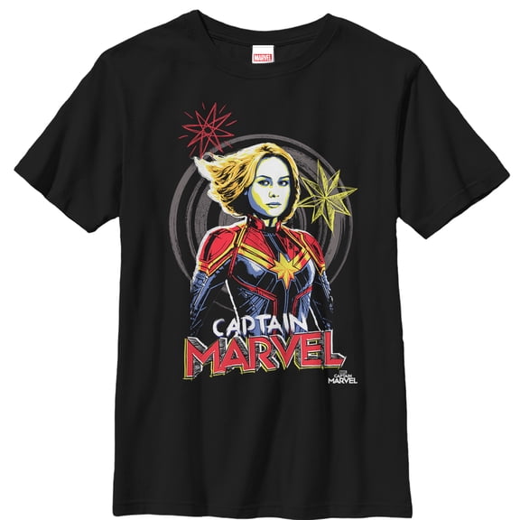 Boy's Marvel Captain Marvel Sketch Profile Graphic Tee Black X Large