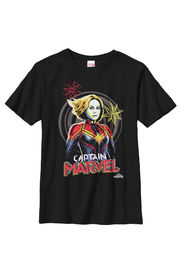 Boy's Marvel Captain Marvel Sketch Profile Graphic Tee Black X Small