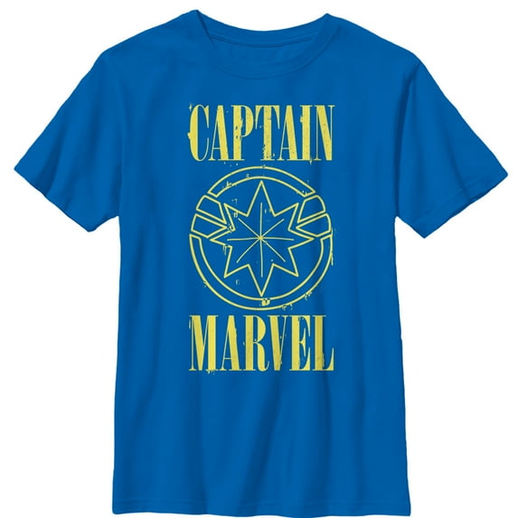 Boy's Marvel Captain Marvel Stained Star Symbol Graphic Tee Royal Blue Large