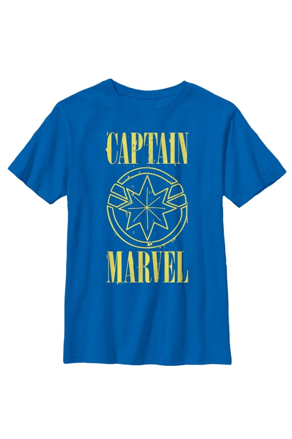 Boy's Marvel Captain Marvel Stained Star Symbol Graphic Tee Royal Blue Medium