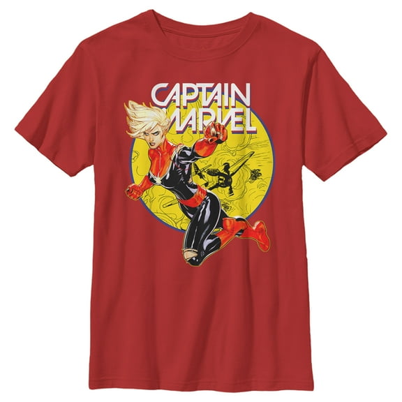 Boy's Marvel Captain Marvel Vintage Ring  Graphic Tee Red X Small