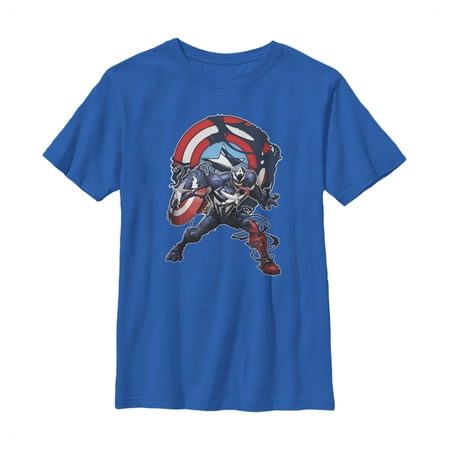 Boy's Marvel Captain Venom Shield Logo Graphic Tee Royal Blue Small