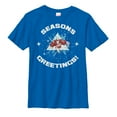 thumbnail image 1 of Boy's Marvel Christmas Iron Man Season's Greetings  Graphic Tee Royal Blue X Small, 1 of 4
