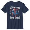 thumbnail image 1 of Boy's Marvel Christmas Spider-Man Heroic Brother  Graphic Tee Navy Blue Large, 1 of 3