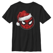 Boy's Marvel Christmas Spider-Man Santa Hat Graphic Tee Black X Large