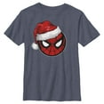 thumbnail image 1 of Boy's Marvel Christmas Spider-Man Santa Hat  Graphic Tee Navy Blue Heather Small, 1 of 3