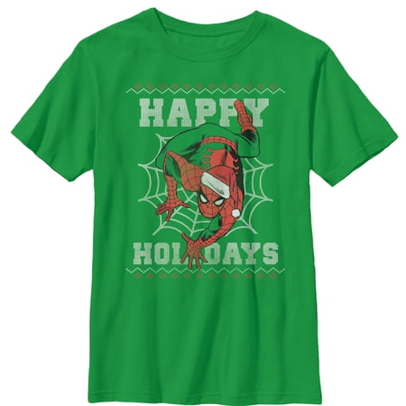 Boy's Marvel Christmas Spider-Man Web Graphic Tee Kelly Green X Small