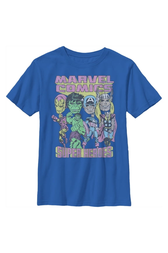 Boy's Marvel Classic Avengers  Graphic Tee Royal Blue Large