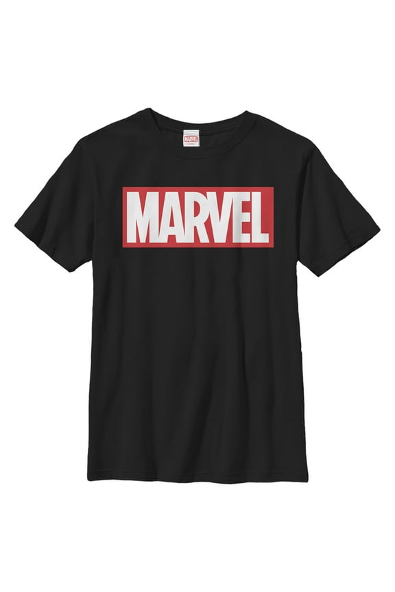 Boys' Husky Marvel Classic Bold Logo Graphic Tee Black X Large