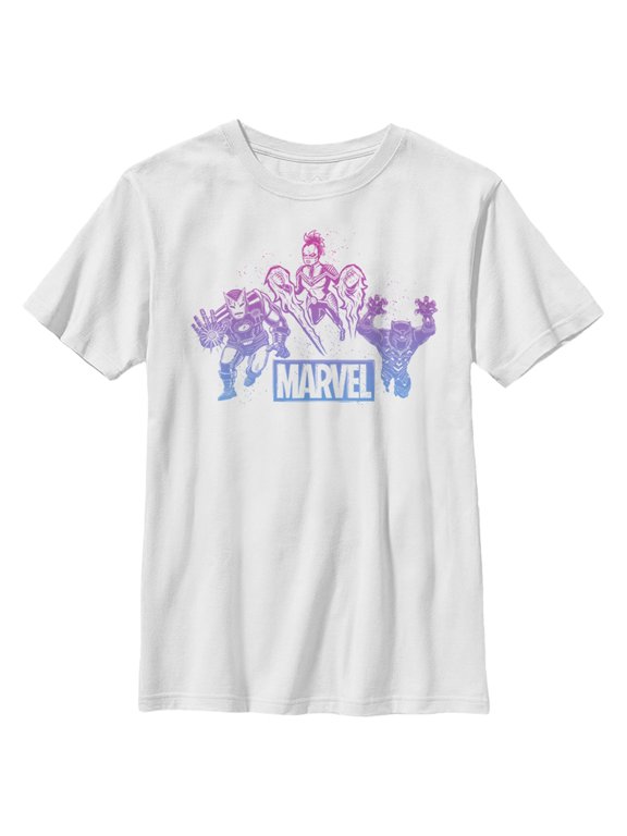 Boy's Marvel Classic Comic Book Heroes Graphic Tee White Large