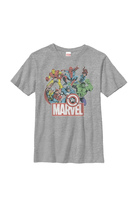 Boy's Marvel Classic Hero Collage Graphic Tee Athletic Heather X Large