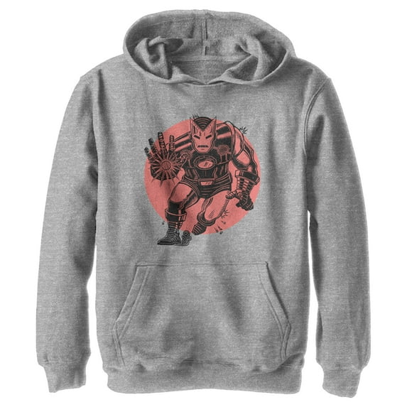 Boy's Marvel Classic Iron Man Pull Over Hoodie Athletic Heather Large