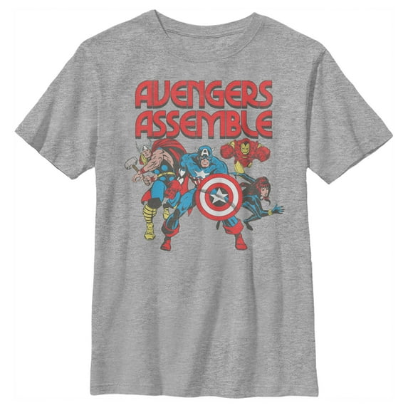 Boy's Marvel Comic Avengers Assemble Graphic Tee Athletic Heather Small