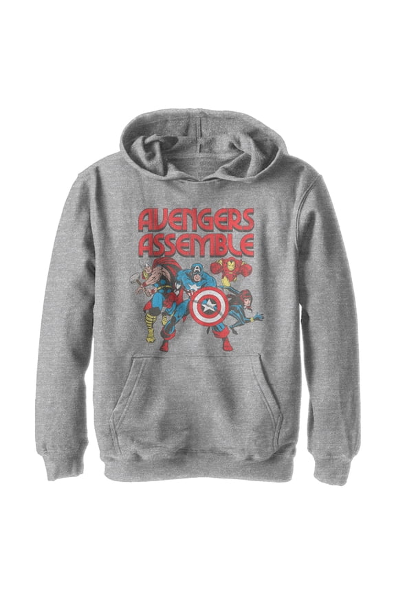 Boy's Marvel Comic Avengers Assemble Pull Over Hoodie Athletic Heather X Large