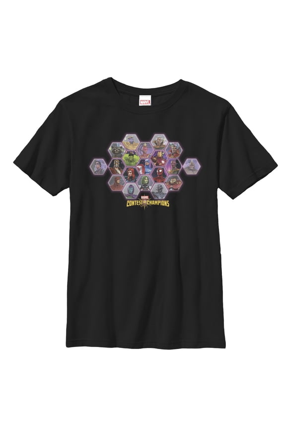 Boy's Marvel Contest of Champions Honeycomb Graphic Tee Black Medium