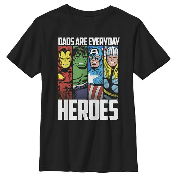 Boy's Marvel Dads are Everyday Heroes Graphic Tee Black / Everyday Hero Small