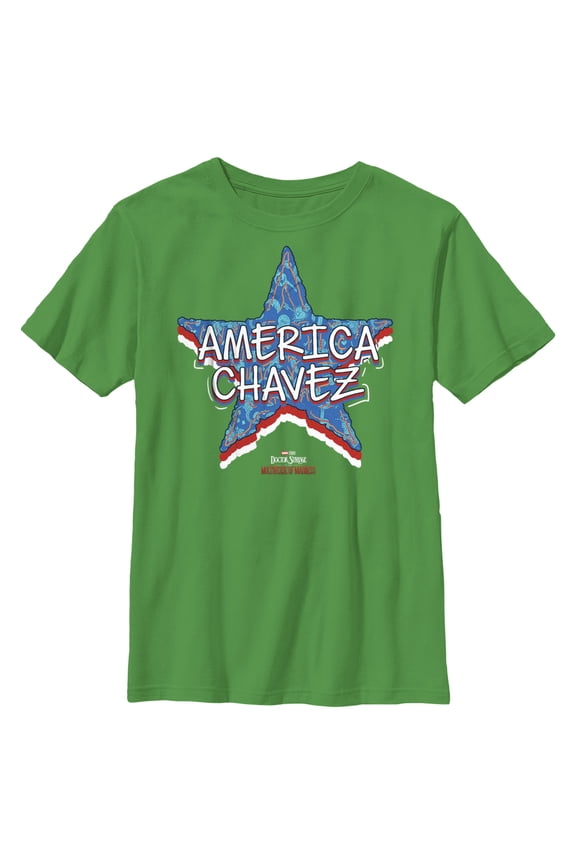 Boy's Marvel Doctor Strange in the Multiverse of Madness America Chavez Logo Graphic Tee Kelly Green Medium
