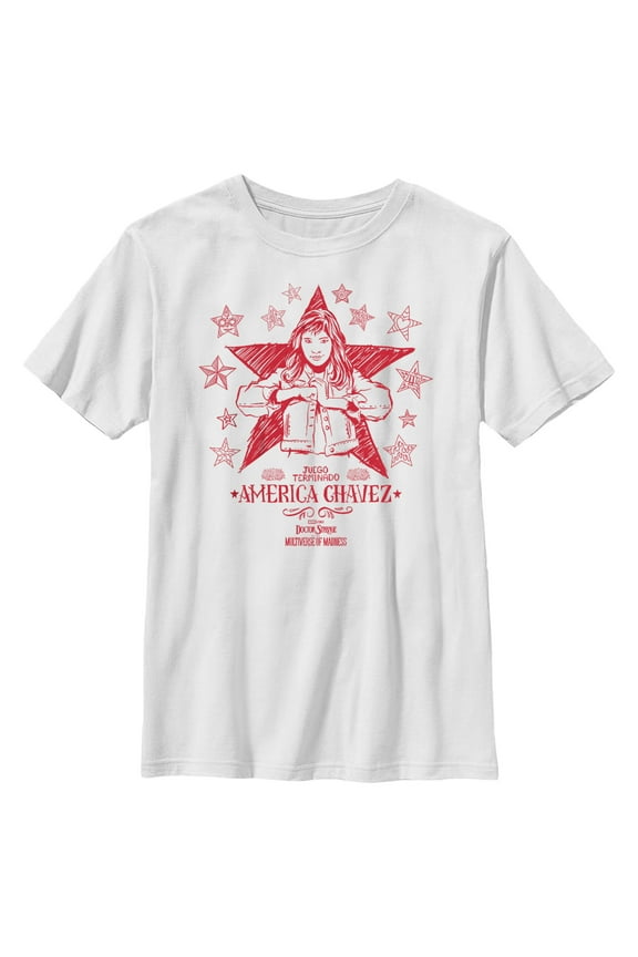 Boy's Marvel Doctor Strange in the Multiverse of Madness America Sketch Graphic Tee White X Large