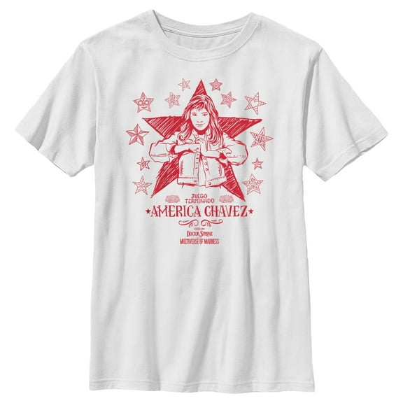 Boy's Marvel Doctor Strange in the Multiverse of Madness America Sketch Graphic Tee White X Small