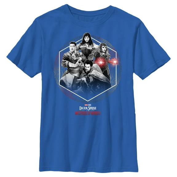 Boy's Marvel Doctor Strange in the Multiverse of Madness Black and White Panel  Graphic Tee Royal Blue Small
