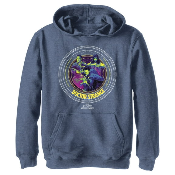 Boy's Marvel Doctor Strange in the Multiverse of Madness Character Logo Pull Over Hoodie Navy Blue Heather Small