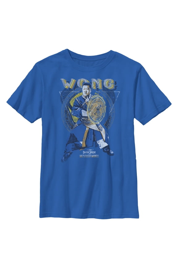 Boy's Marvel Doctor Strange in the Multiverse of Madness Distressed Wong Graphic Tee Royal Blue Medium