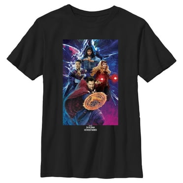 Boy's Marvel Doctor Strange in the Multiverse of Madness Group Poster  Graphic Tee Black Large