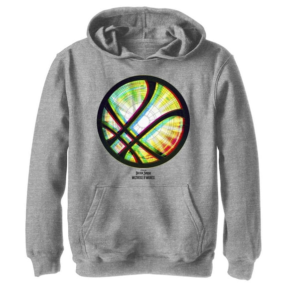 Boy's Marvel Doctor Strange in the Multiverse of Madness Neon Logo Pull Over Hoodie Athletic Heather Medium