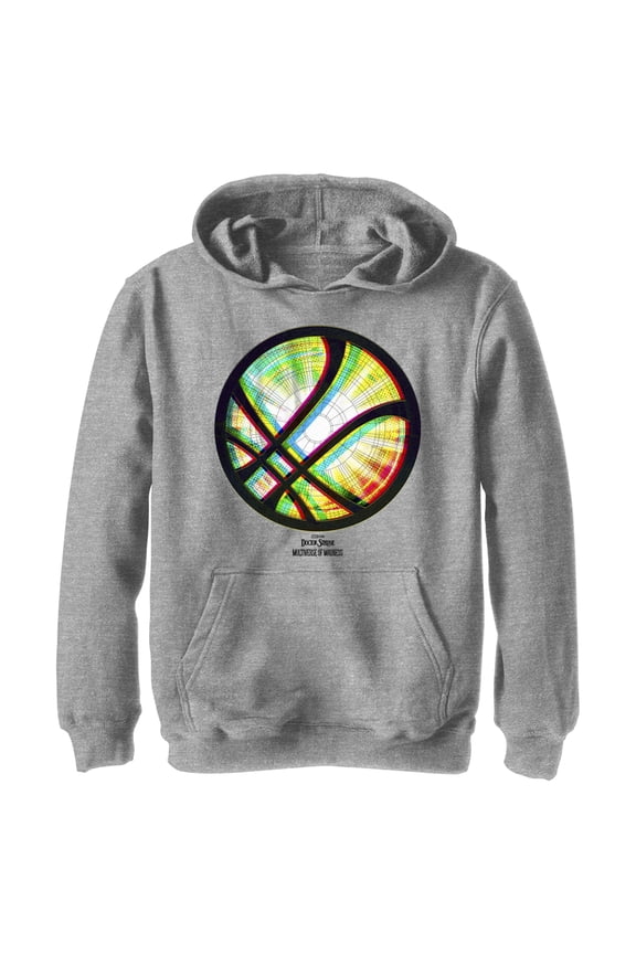 Boy's Marvel Doctor Strange in the Multiverse of Madness Neon Logo Pull Over Hoodie Athletic Heather Small