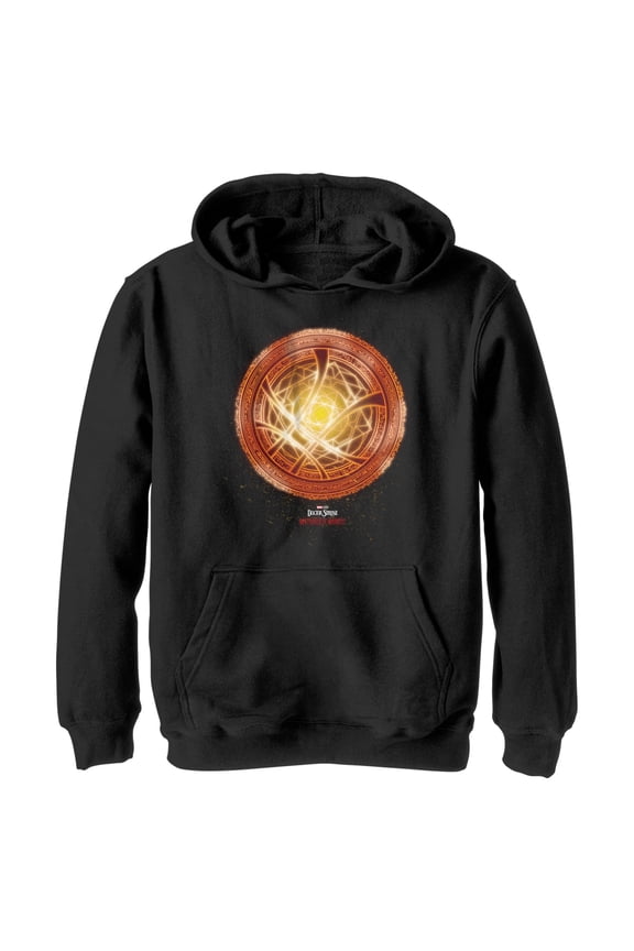 Boy's Marvel Doctor Strange in the Multiverse of Madness Orange Rune Pull Over Hoodie Black Medium