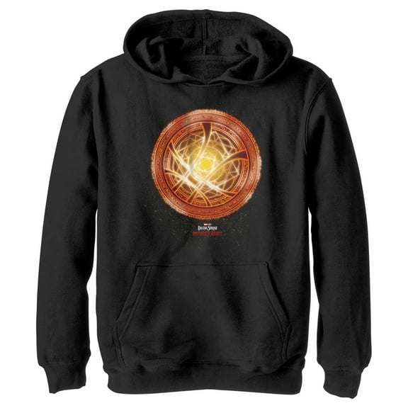 Boy's Marvel Doctor Strange in the Multiverse of Madness Orange Rune  Pull Over Hoodie Black X Large