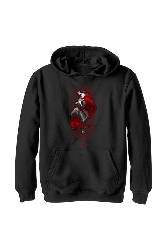 Boy's Marvel Doctor Strange in the Multiverse of Madness Red Strange Pull Over Hoodie Black X Large