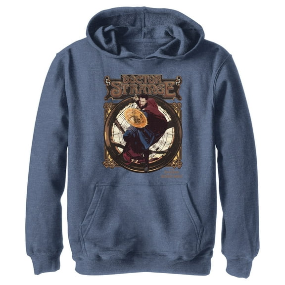 Boy's Marvel Doctor Strange in the Multiverse of Madness Retro Strange  Pull Over Hoodie Navy Blue Heather Small