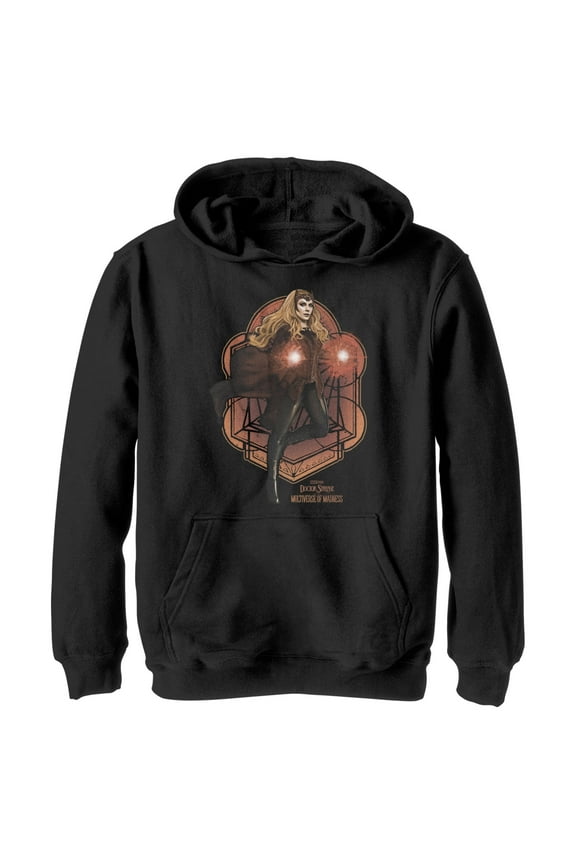 Boy's Marvel Doctor Strange in the Multiverse of Madness Scarlet Witch Pull Over Hoodie Black Small