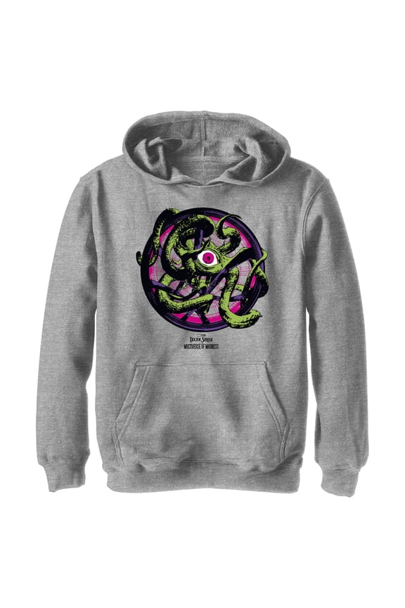 Boy's Marvel Doctor Strange in the Multiverse of Madness Sealed Gargantos Pull Over Hoodie Athletic Heather Small
