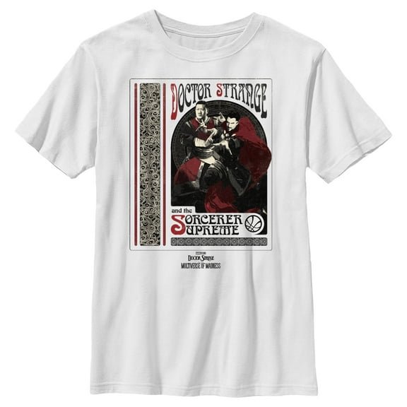 Boy's Marvel Doctor Strange in the Multiverse of Madness Strange and Wong Poster  Graphic Tee White Large