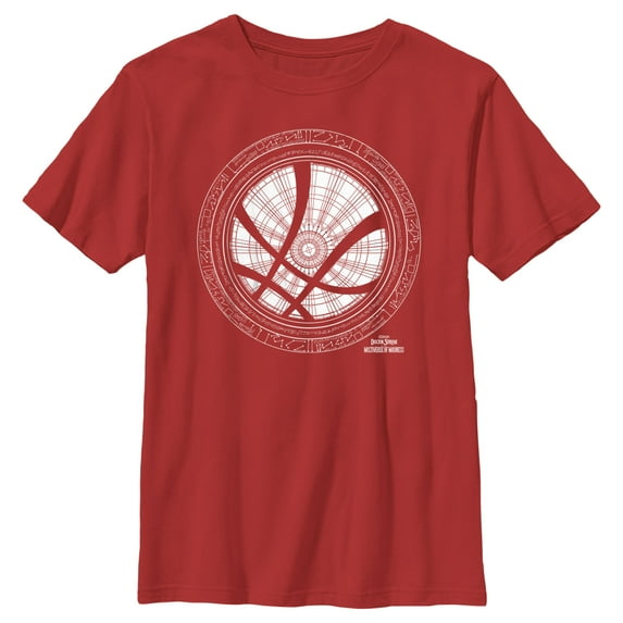 Boy's Marvel Doctor Strange in the Multiverse of Madness White Sanctum Sanctorum Logo Graphic Tee Red Small