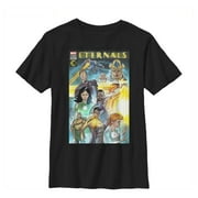 Boy's Marvel Eternals Comic Book Cover  Graphic Tee Black Large