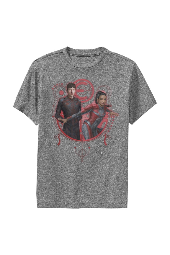 Boy's Marvel Eternals Druig and Makkari Duo Performance Graphic Tee Charcoal Heather Medium