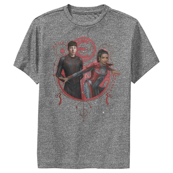 Boy's Marvel Eternals Druig and Makkari Duo Performance Graphic Tee Charcoal Heather Small