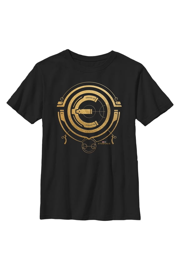 Boy's Marvel Eternals Golden Logo Graphic Tee Black Small