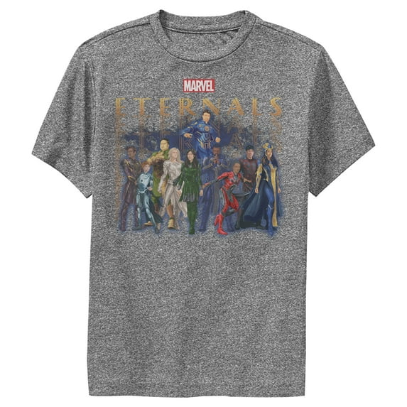 Boy's Marvel Eternals Group Repeating Performance Graphic Tee Charcoal Heather X Large