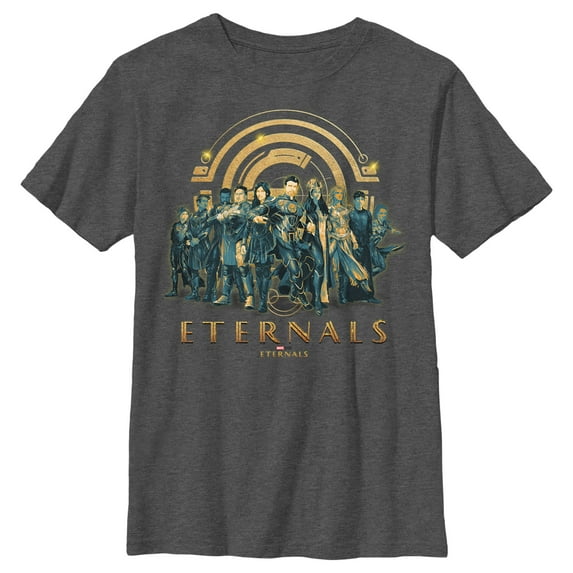 Boy's Marvel Eternals Group Shot Graphic Tee Charcoal Heather Large