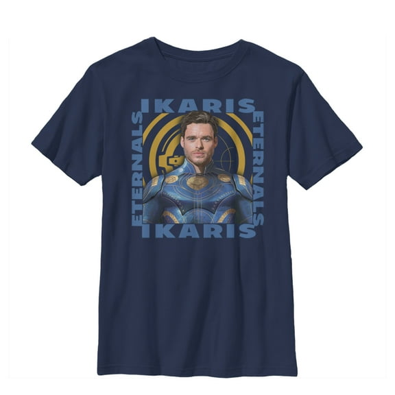 Boy's Marvel Eternals Ikaris Hero Box  Graphic Tee Navy Blue X Large