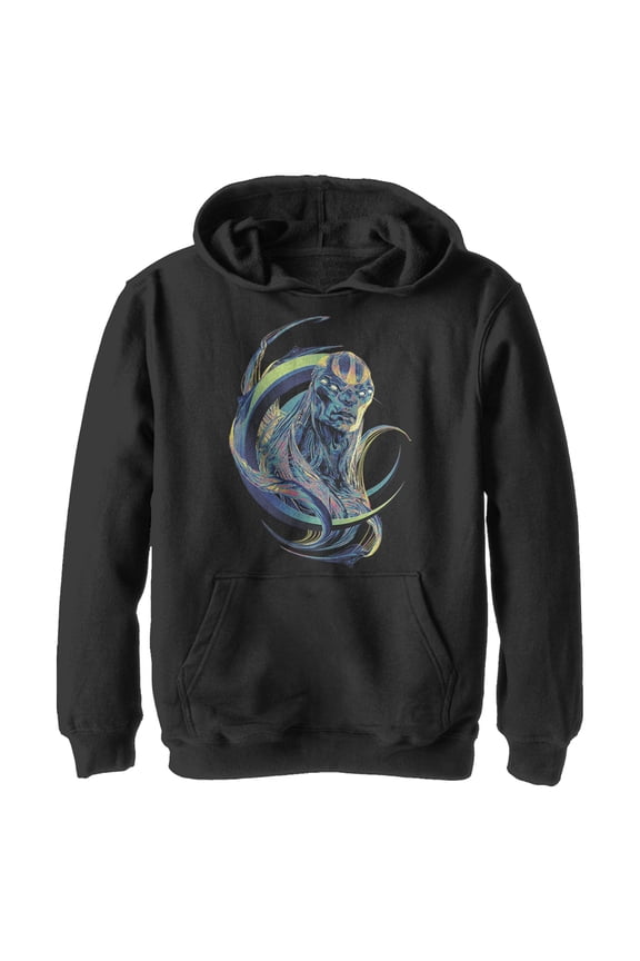 Boy's Marvel Eternals Kro Colorful Pull Over Hoodie Black Medium