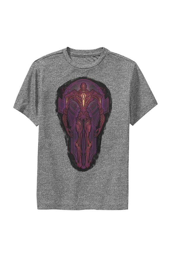 Boy's Marvel Eternals Kro Stained Glass Performance Graphic Tee Charcoal Heather Medium